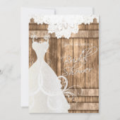 Invitation Fête des mariées en bois clair rustique et dentell (Devant)