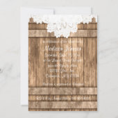 Invitation Fête des mariées en bois clair rustique et dentell (Dos)