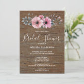 Invitation Fête des mariées en bois de grange fleurs aquarell (Debout devant)