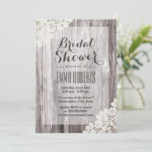 Invitation Fête des mariées en bois de grange Lacée rustique (Debout devant)