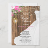 Invitation Fête des mariées en bois de grange rose (Devant)