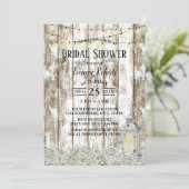 Invitation Fête des mariées en bois de grenier rustique Starf (Debout devant)