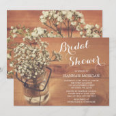 Invitation Fête des mariées en bois de jarre rustique pour bé (Devant / Derrière)