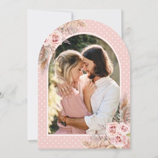 Invitation Fête des mariées en bois de Pampas en laiton Dusty (Dos)