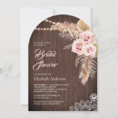 Invitation Fête des mariées en bois de Pampas en laiton Dusty (Devant)