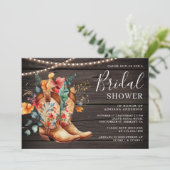 Invitation Fête des mariées en bois de pousses florales de co (Debout devant)