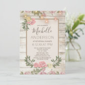 Invitation Fête des mariées en bois rose Mason Jar Lumière (Debout devant)