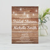 Invitation Fête des mariées en bois rustique (Debout devant)