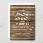 Invitation Fête des mariées en bois rustique (Devant / Derrière)