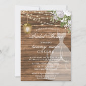 Invitation Fête des mariées en bois rustique - Blanc (Devant)