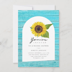 Invitation Fête des mariées en bois rustique Boho Sunflower A