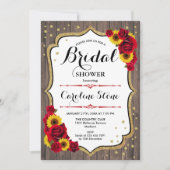 Invitation Fête des mariées en bois rustique des tournesols (Devant)