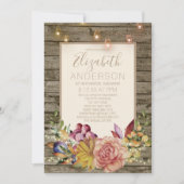 Invitation Fête des mariées en bois rustique Floral Mason Jar (Devant)