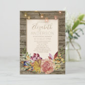 Invitation Fête des mariées en bois rustique Floral Mason Jar (Debout devant)