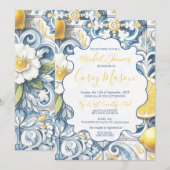 Invitation Fête des mariées en carreaux de citron (Devant / Derrière)