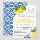 Invitation Fête des mariées en carreaux de citron (Devant / Derrière)