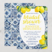 Invitation Fête des mariées en carreaux de citron (Devant / Derrière)