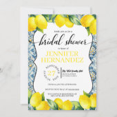 Invitation Fête des mariées en carreaux de citron (Devant)