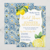 Invitation Fête des mariées en carreaux de citron (Devant / Derrière)