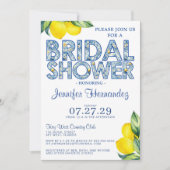 Invitation Fête des mariées en carreaux de citron (Devant)