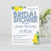 Invitation Fête des mariées en carreaux de citron (Debout devant)