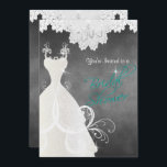 Invitation Fête des mariées en Chalkboard et dentelle<br><div class="desc">Invitations populaires de douche nuptiale. 100% Personnalisable. Prêt à remplir la ou les cases ou Cliquez sur le bouton PERSONNALISER pour ajouter, déplacer, supprimer ou modifier le texte ou les graphiques. Fabriqué avec un vecteur haute résolution et/ou des graphiques numériques pour une impression professionnelle. REMARQUE : (IL S'AGIT D'UNE IMPRESSION....</div>
