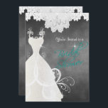 Invitation Fête des mariées en Chalkboard et dentelle<br><div class="desc">Invitations populaires de douche nuptiale. 100% Personnalisable. Prêt à remplir la ou les cases ou Cliquez sur le bouton PERSONNALISER pour ajouter, déplacer, supprimer ou modifier le texte ou les graphiques. Fabriqué avec un vecteur haute résolution et/ou des graphiques numériques pour une impression professionnelle. REMARQUE : (IL S'AGIT D'UNE IMPRESSION....</div>