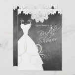 Invitation Fête des mariées en Chalkboard & White Lace<br><div class="desc">Invitations populaires de douche nuptiale. Wow votre invité avec ce design époustouflant. Présenté dans un design vintage de tableau noir avec un dessus en dentelle blanche et une belle robe de mariée. Customisez l'avant et l'arrière avec les détails de votre événement, le style de police, la couleur de police. ⭐...</div>