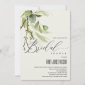 INVITATION FÊTE DES MARIÉES EN COULEUR D'EAU EN FOLIAGE VERT  (Devant)