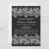 Invitation Fête des mariées en cuir noir et dentelle (Devant)