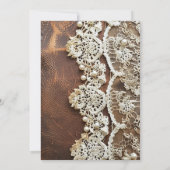 Invitation Fête des mariées en cuir rustique et dentelle nupt (Dos)