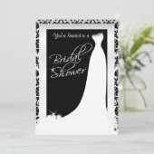 Invitation Fête des mariées en Damas noir et blanc (Debout devant)