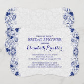 Invitation Fête des mariées en dentelle blanche et marine Inv (Devant / Derrière)