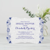 Invitation Fête des mariées en dentelle blanche et marine Inv (Debout devant)