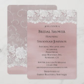 Invitation Fête des mariées en dentelle blanche rose rose Ros (Devant / Derrière)