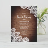 Invitation Fête des mariées en dentelle blanche rustique (Debout devant)