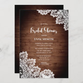 Invitation Fête des mariées en dentelle blanche rustique (Devant / Derrière)