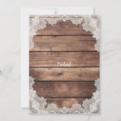 Invitation Fête des mariées en dentelle romantique en bois ru (Dos)