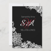 Invitation Fête des mariées en dentelle rouge et blanche (Dos)