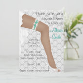 Invitation Fête des mariées en dentelle Turquoise et blanche  (Debout devant)