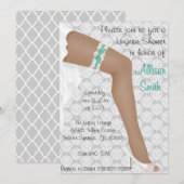 Invitation Fête des mariées en dentelle Turquoise et blanche  (Devant / Derrière)