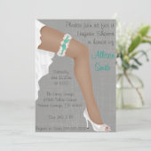 Invitation Fête des mariées en dentelle Turquoise et blanche  (Debout devant)