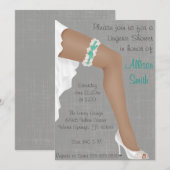 Invitation Fête des mariées en dentelle Turquoise et blanche  (Devant / Derrière)