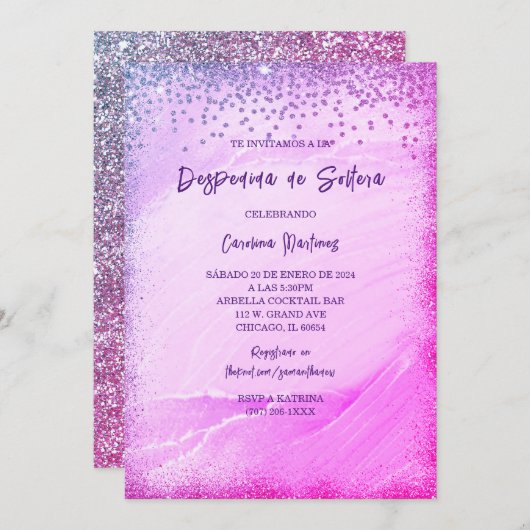 Invitation Fête des mariées En Espagnol (Devant / Derrière)