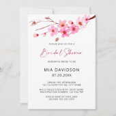 Invitation Fête des mariées en fleurs de cerisier rose (Devant)