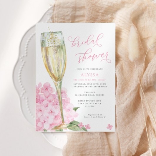 Invitation Fête des mariées en fleurs d'Hydrangea rose