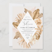 Invitation Fête des mariées en laiton à feuille d'or séchée P (Devant)