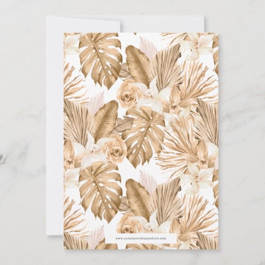 Invitation Fête des mariées en laiton à feuille d'or séchée P (Dos)