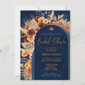 Invitation Fête des mariées en laiton bleu marine Pampas Terr (Devant)