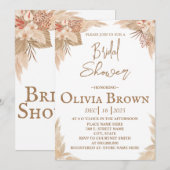 Invitation Fête des mariées en laiton de Boho Pampas (Devant / Derrière)